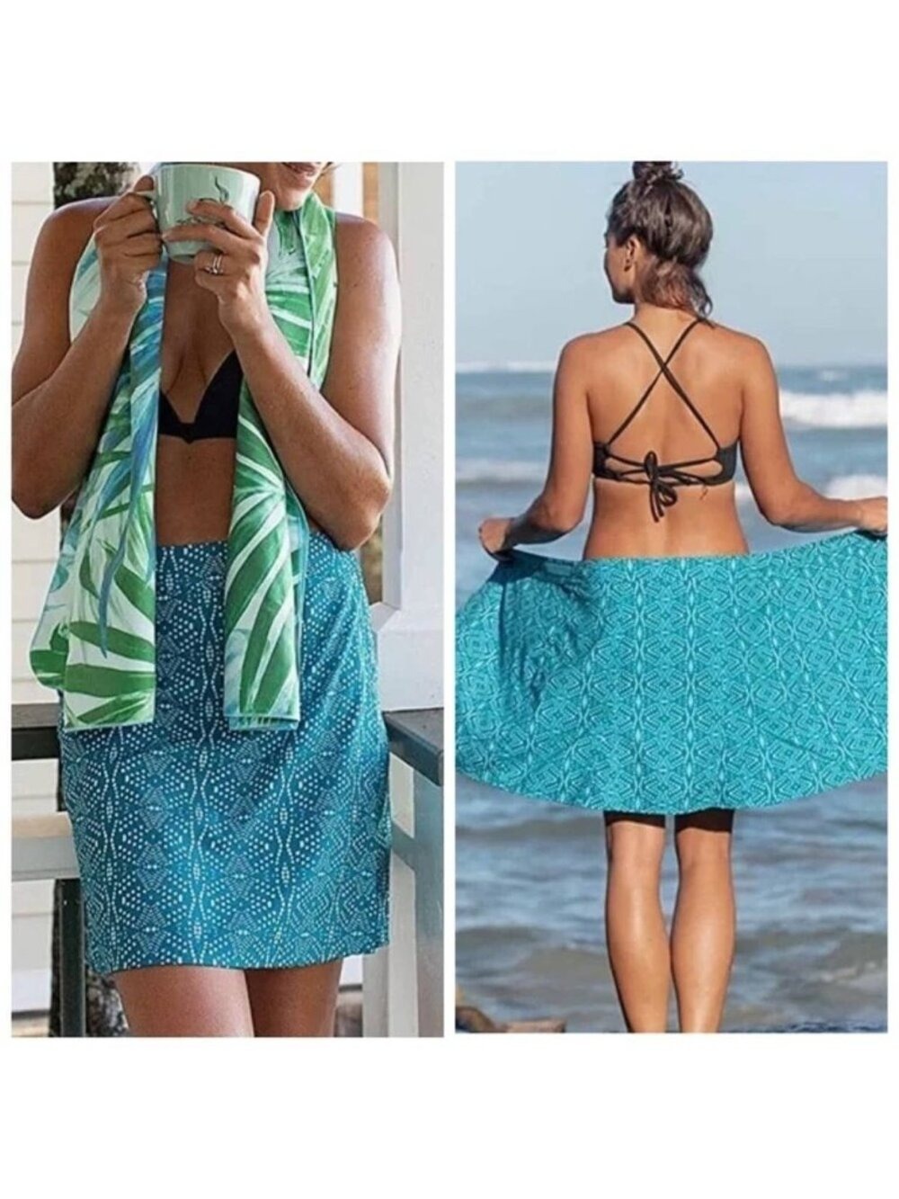 Ripskirt Playa Ocean Geometric Print Tear Away Water Repellent Wrap Skirt XL
